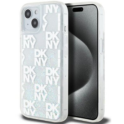Oryginalne Etui IPHONE 13 / 14 / 15 DKNY Hardcase Liquid Glitter Multilogo (DKHCP15SLCPEPT) białe