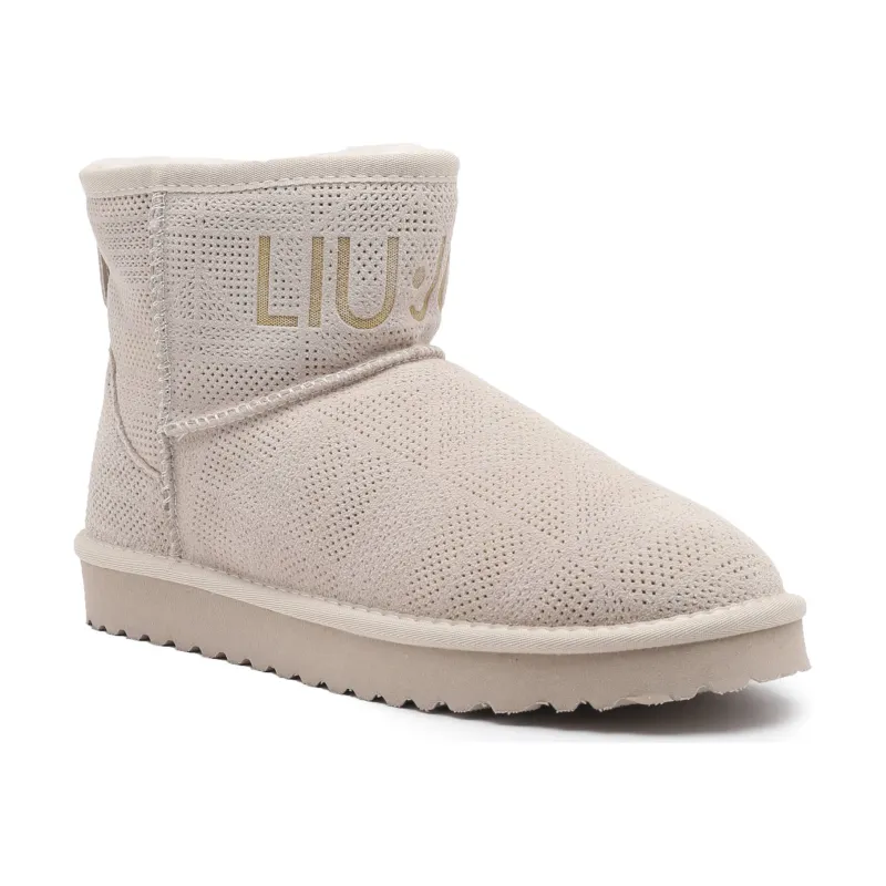 Liu Jo Skórzane śniegowce JIL 02 - ANKLE BOOT PERFORATED COW SUEDE SAND