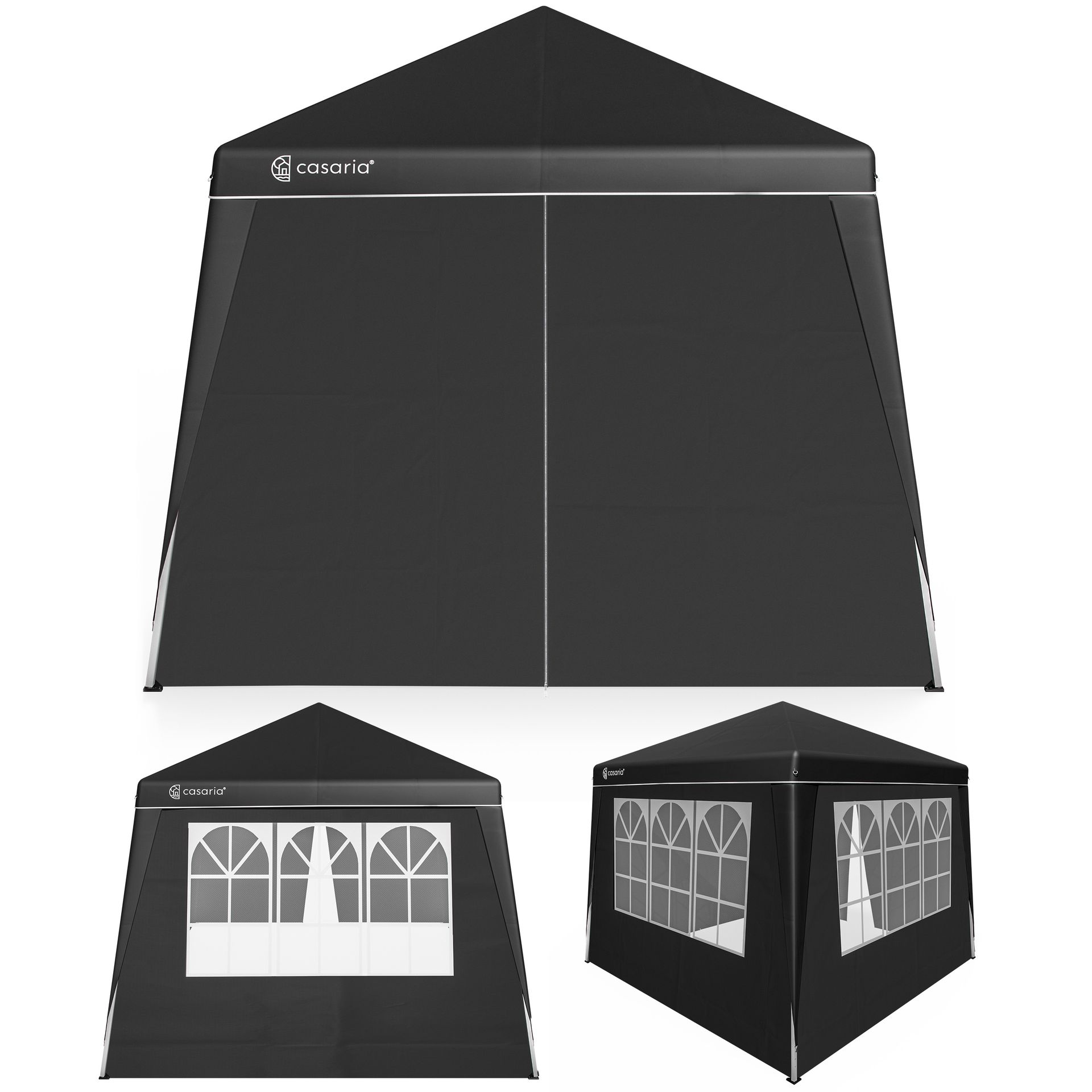 Składana altana Capri czarna 3x3m z 4 ścianami bocznymi