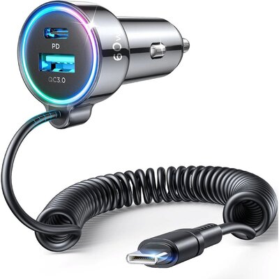 Joyroom Joyroom szybka ładowarka samochodowa 3 w 1 z kablem USB Typ C 1,5m 55W czarny (JR-CL07) JR-CL07