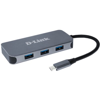 Hub USB D-Link 6v1 z USB-C na HDMI, Gigabit ethernet a Power Delivery (DUB-2335) Szary