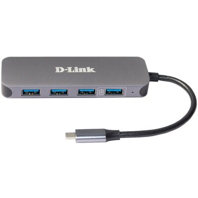 Hub USB D-Link USB-C na 4x USB 3.0 s funkcí Power Delivery (DUB-2340) Szary