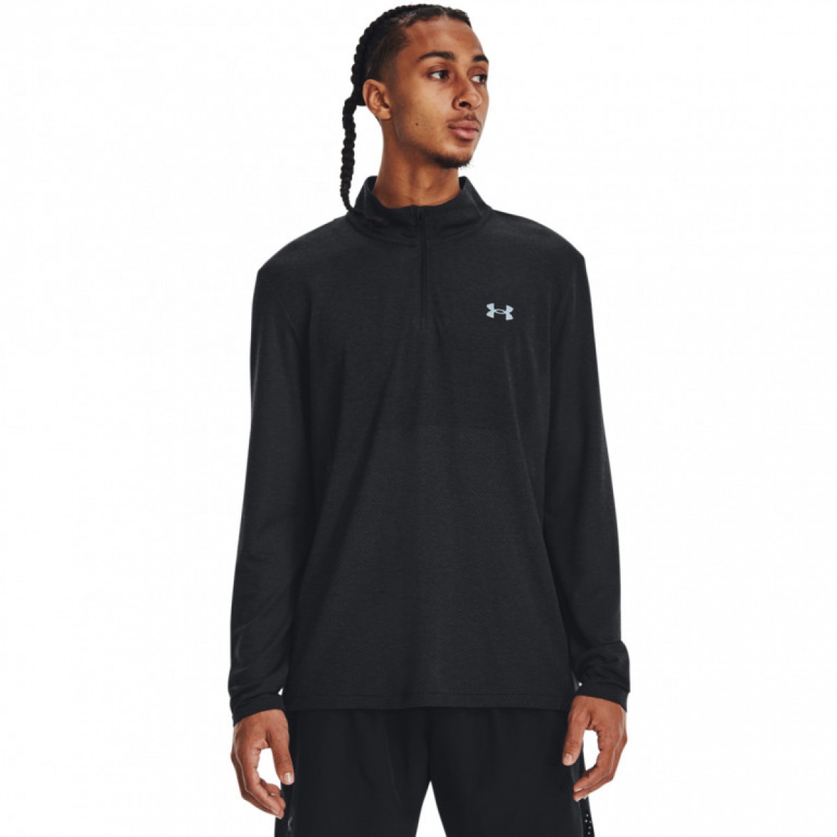 Męski longsleeve do biegania Under Armour UA Seamless Stride 1/4 Zip - czarny - UNDER ARMOUR
