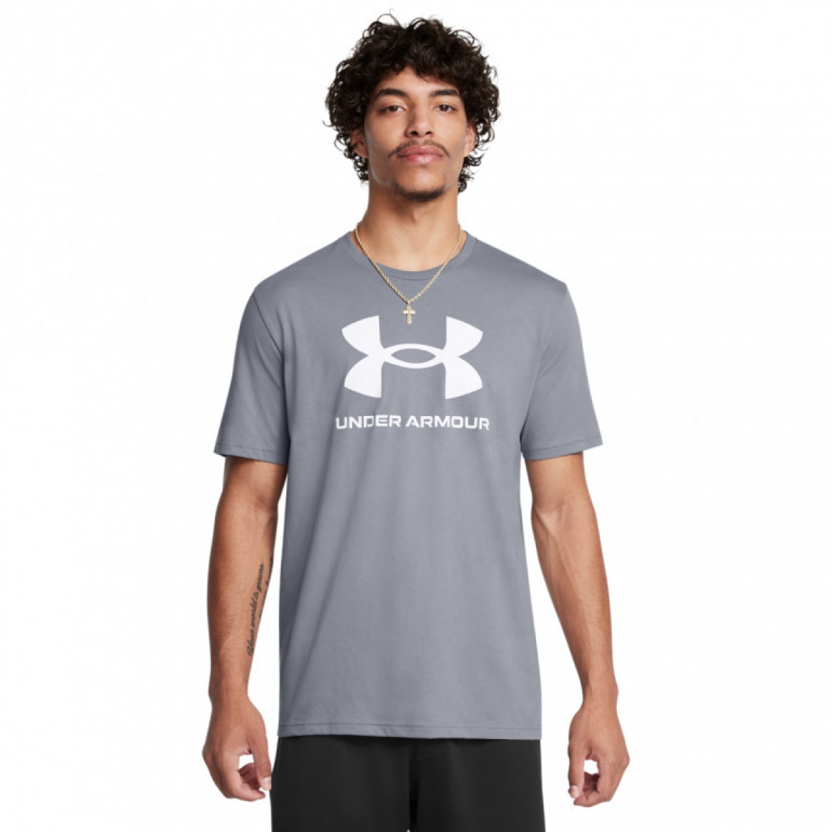 Męski t-shirt z nadrukiem Under Armour UA Sportstyle Logo Update Ss - szary - UNDER ARMOUR