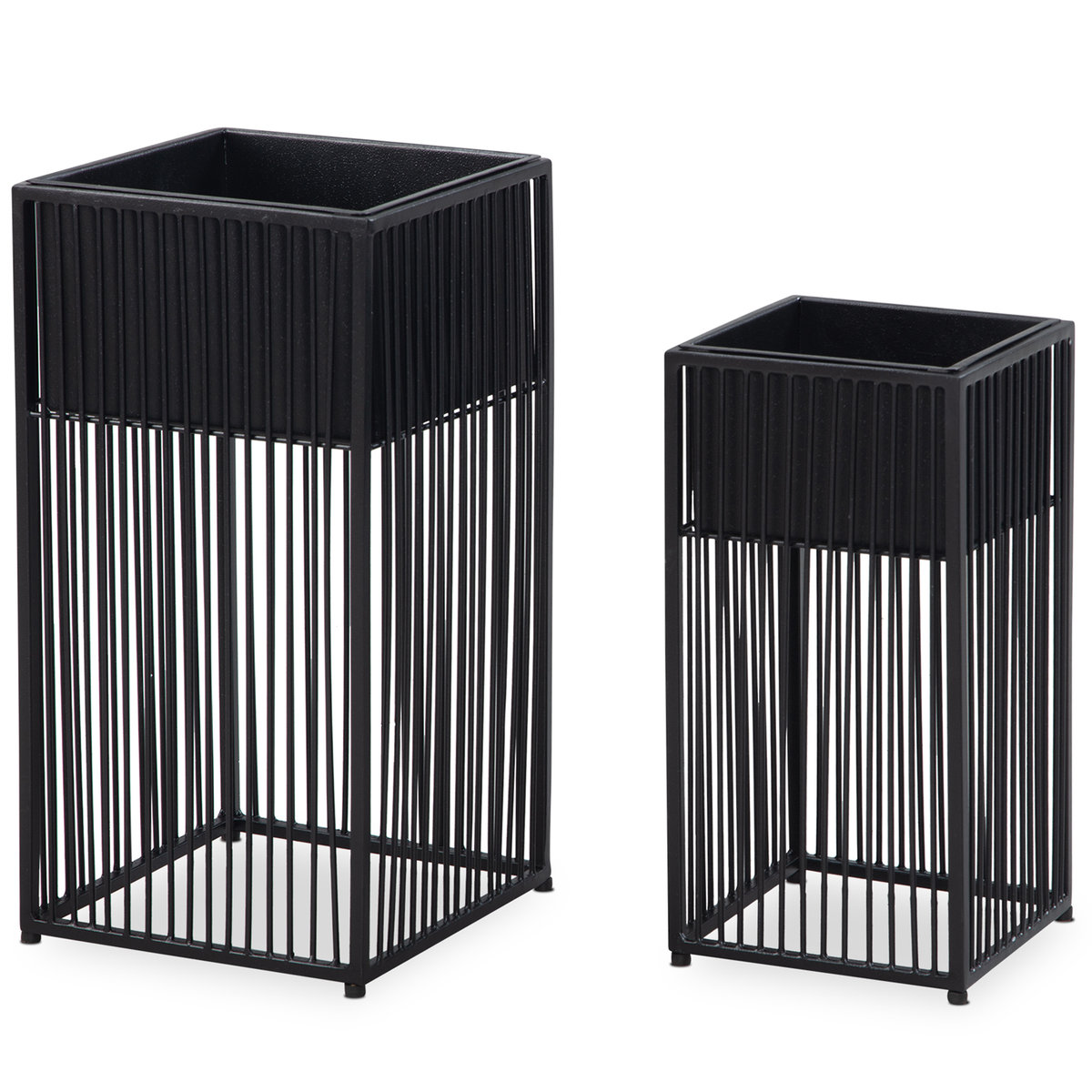 Doniczka FineBuy Zestaw 2 metalowych czarnych