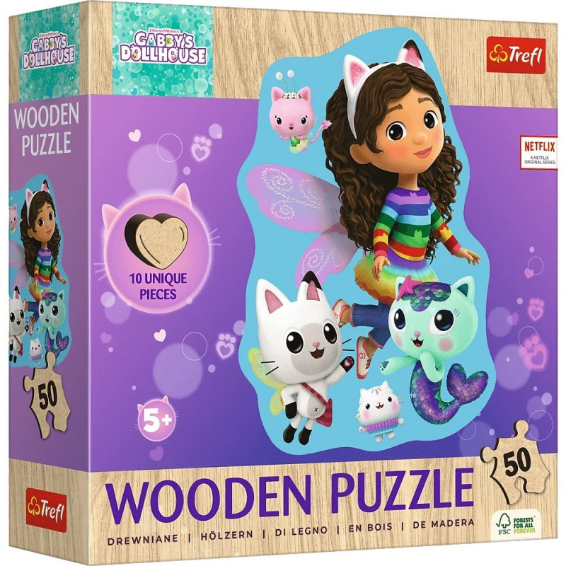 Puzzle drewniane 50 elementów Wesoła Gabby Gabi