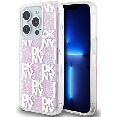 Oryginalne Etui APPLE IPHONE 15 PRO DKNY Hardcase Liquid Glitter Multilogo (DKHCP15LLCPEPP) różowe