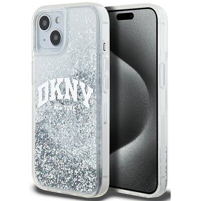 Oryginalne Etui IPHONE 13 / 14 / 15 DKNY Hardcase Liquid Glitter Big Logo (DKHCP15SLBNAET) białe