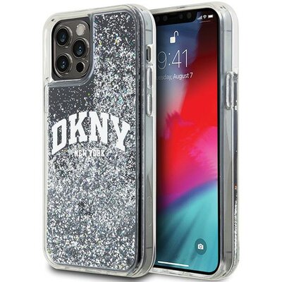 Oryginalne Etui IPHONE 12 / 12 PRO DKNY Hardcase Liquid Glitter Big Logo (DKHCP12MLBNAEK) czarne