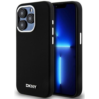 Oryginalne Etui APPLE IPHONE 15 PRO DKNY Hardcase Liquid Silicone Small Metal Logo MagSafe (DKHMP15LSMCHLK) czarne