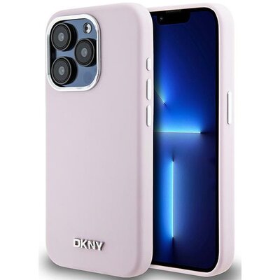 Oryginalne Etui APPLE IPHONE 15 PRO DKNY Hardcase Liquid Silicone Small Metal Logo MagSafe (DKHMP15LSMCHLP) różowe