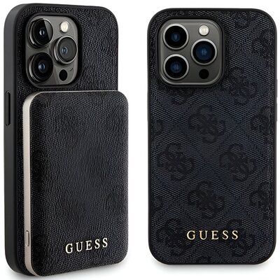 Guess Zestaw do iPhone 15 Pro + Powerbank 5000mAh MagSafe 4G Metal Logo Czarny