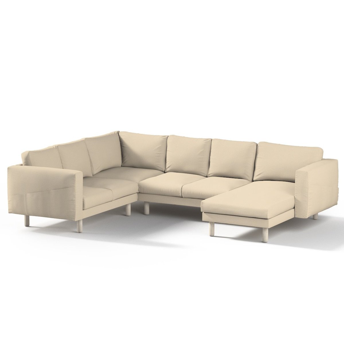 Dekoria pl pl Pokrowiec na sofę narożną Norsborg 5-osobową z szezlongiem jasny beż 231/291 x 88/157 x 85 cm Edinburgh 1030-115-78