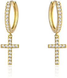 Kolczyki z krzyżami srebrne pozłacane