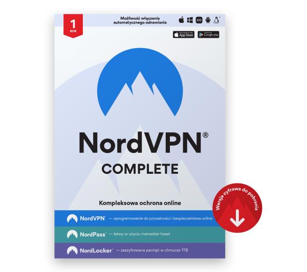 NordVPN Complete VPN + Menedżer haseł + Chmura 1 Rok