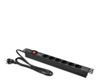 Qoltec Aluminiowa Listwa zasilająca RACK PDU 19'' 1U 16A 6xFR