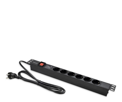 Qoltec Aluminiowa Listwa zasilająca PDU do RACK 19'' 1U 16A 6xSCH