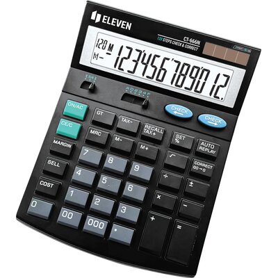 Kalkulator Eleven CT666N, stolní s výpočtem DPH, dvanáctimístná (CT-666N) Czarna