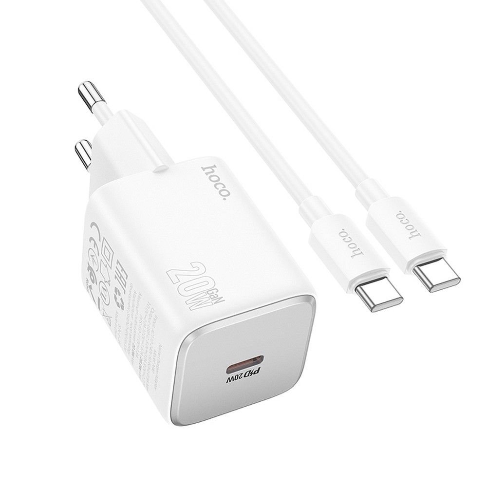 HOCO ładowarka sieciowa Typ C + kabel Typ C do Typ C QC PD 20W N40 biała