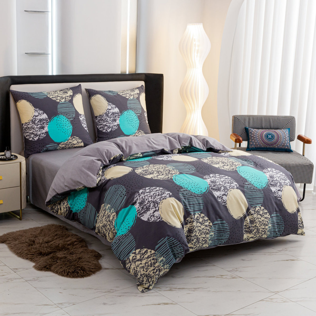 Pościel Bawełna Satynowa 180X200 Kółka 20402