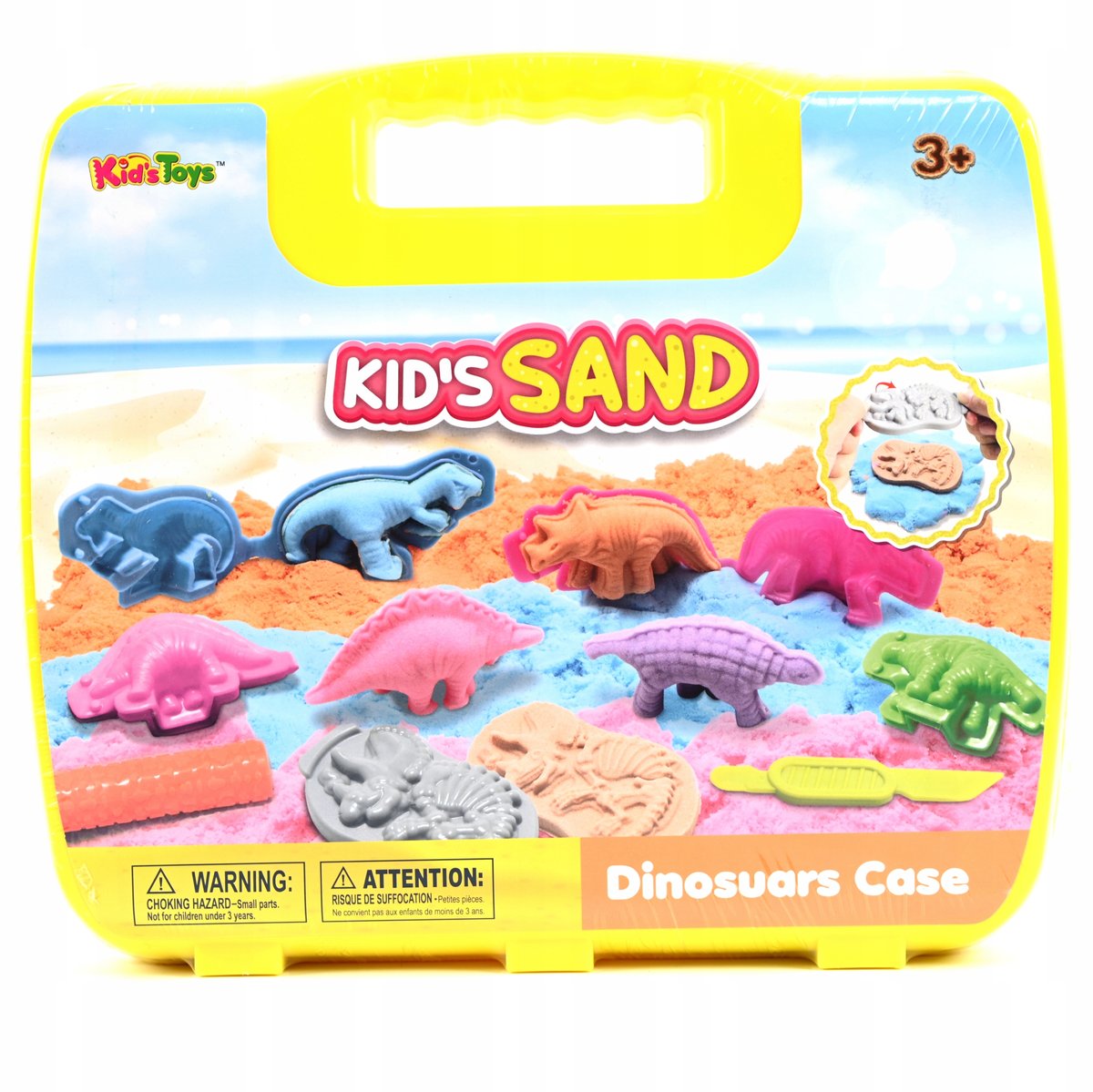 MAGICZNY PIASEK KINETYCZNY Z FOREMKAMI 300G ZESTAW DLA DZIECI DINOZAURY