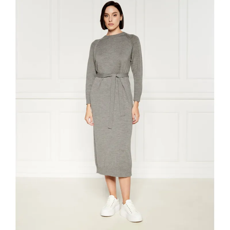 MM Wełniana sukienka z paskiem