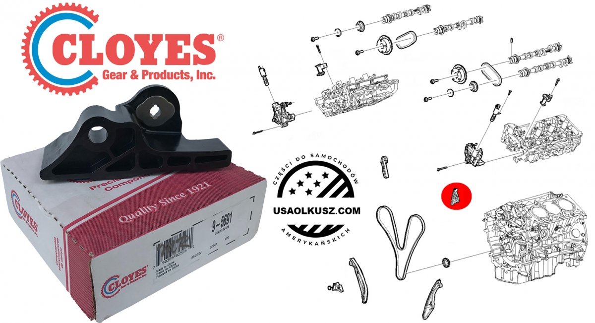 Prowadnica górna lewa głównego  łańcucha rozrządu silnika Ford Flex 3,5 V6 Ti-VCT Naturally Aspirated 2013-