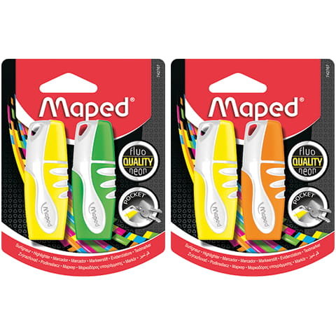Zakreślacz fluo peps pocket 2 sztuki mix kolorów blister Maped 742767