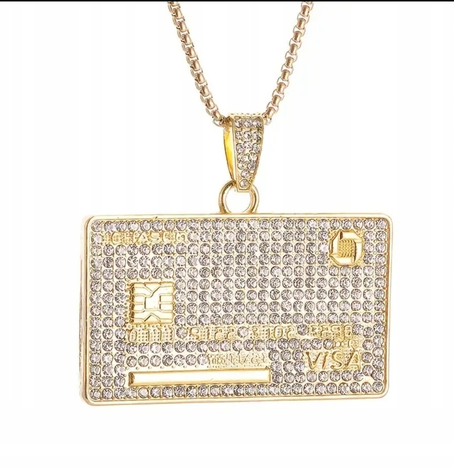 Naszyjnik chain karta kredytowa prezent iced streetwear Y2K drill drip