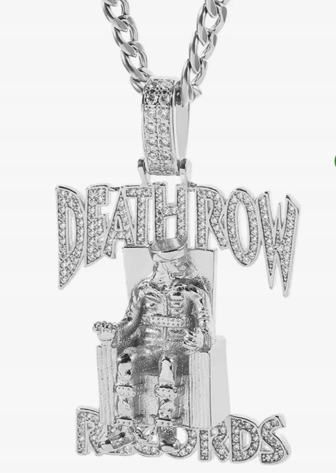 Naszyjnik chain Death Row Records srebrny prezent streetwear Y2K