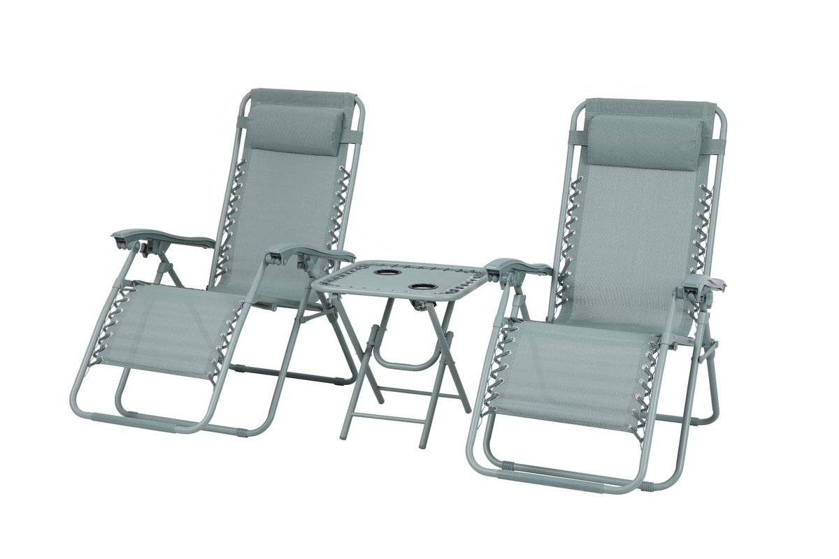 LEŻAKI OGRODOWE DELUX ZESTAW ZIELONY Z ZIELONĄ RAMĄ 2 LEŻAKI ZE STOLIKIEM