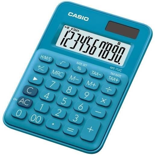 Kalkulator stacjonarny Casio MS 7UC w kolorze niebieskim