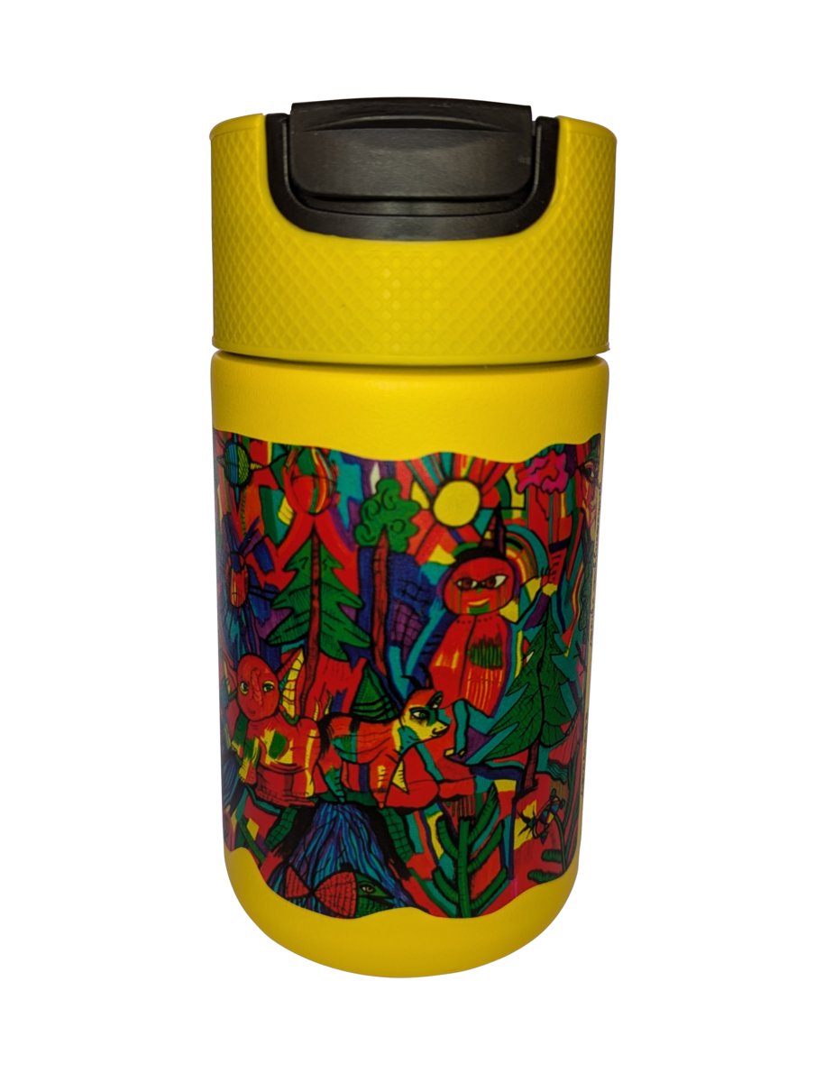 kubek termiczny 400ml żółty z grafiką