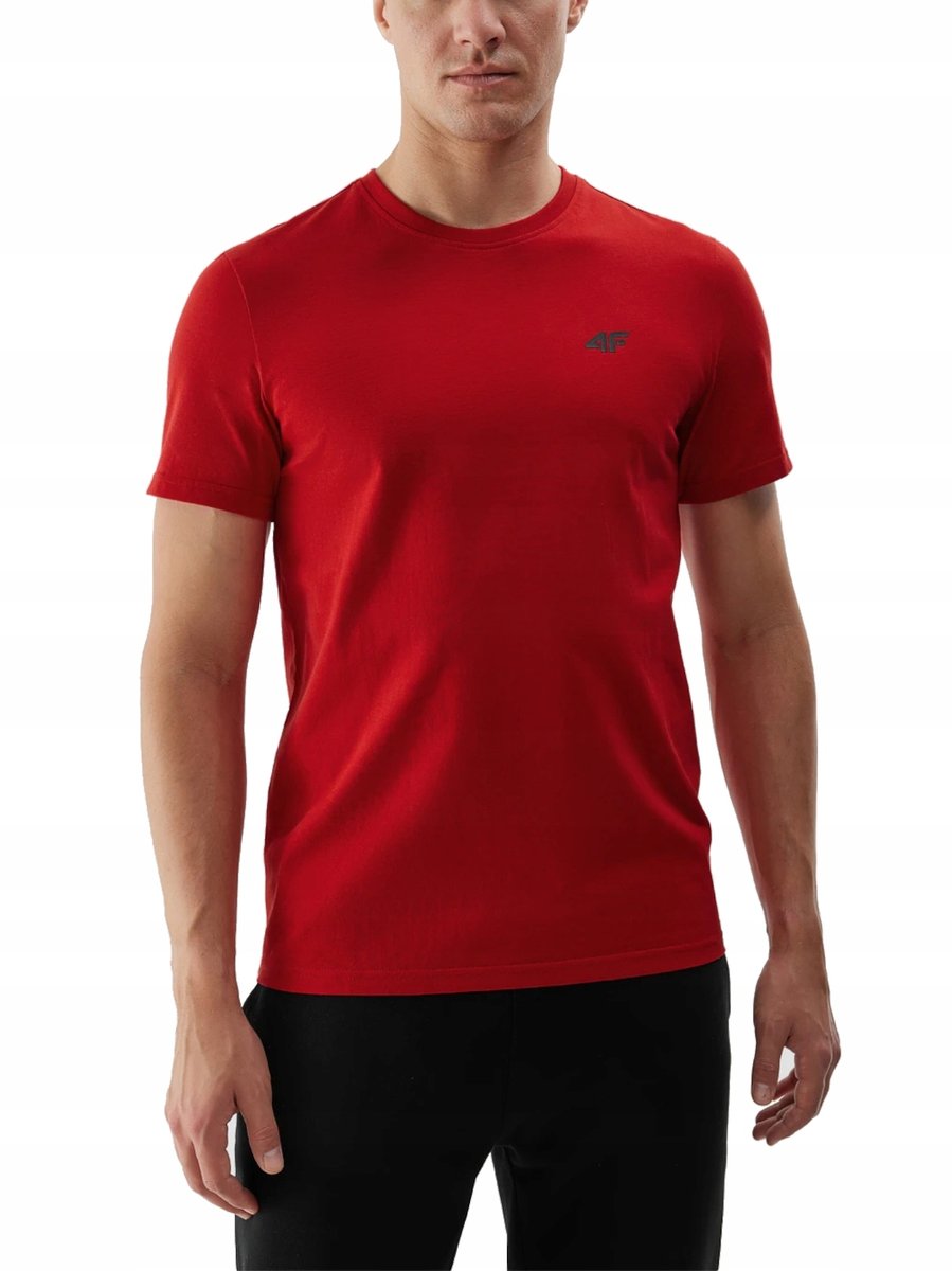 KOSZULKA 4F męska 4FWSS24TTSHM1154-61S t-shirt czerwony bawełna XL