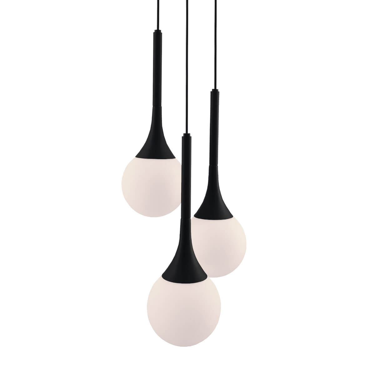 Potrójna lampa zwisająca Jun 5170 Shilo kaskadowa kulki łezki do pokoju czarny