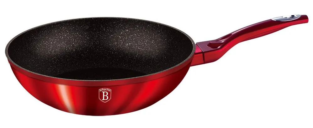 Nowoczesny czerwony wok granitowy na indukcję 28cm L4-L89