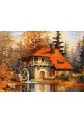 Diamentowa mozaika Dom z młynem jesienią 30x40cm 2000130 Norimpex