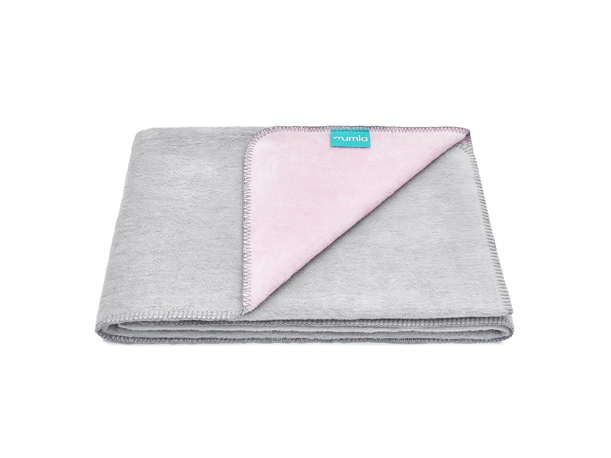 koc różowo-szary 100 x 150 cm - MUMLA