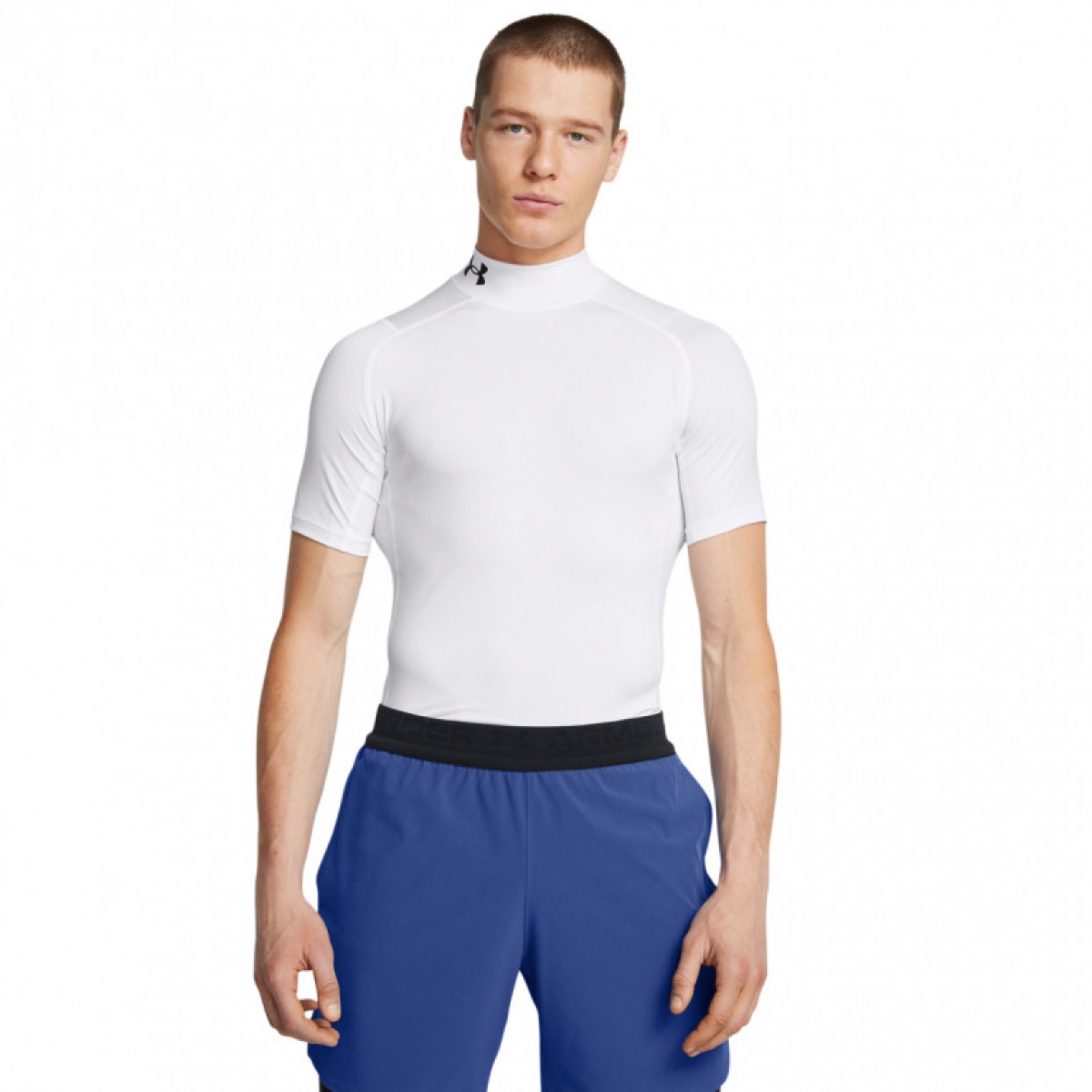 Męska koszulka treningowa Under Armour UA Hg Armour Comp Mock Ss - biała - UNDER ARMOUR