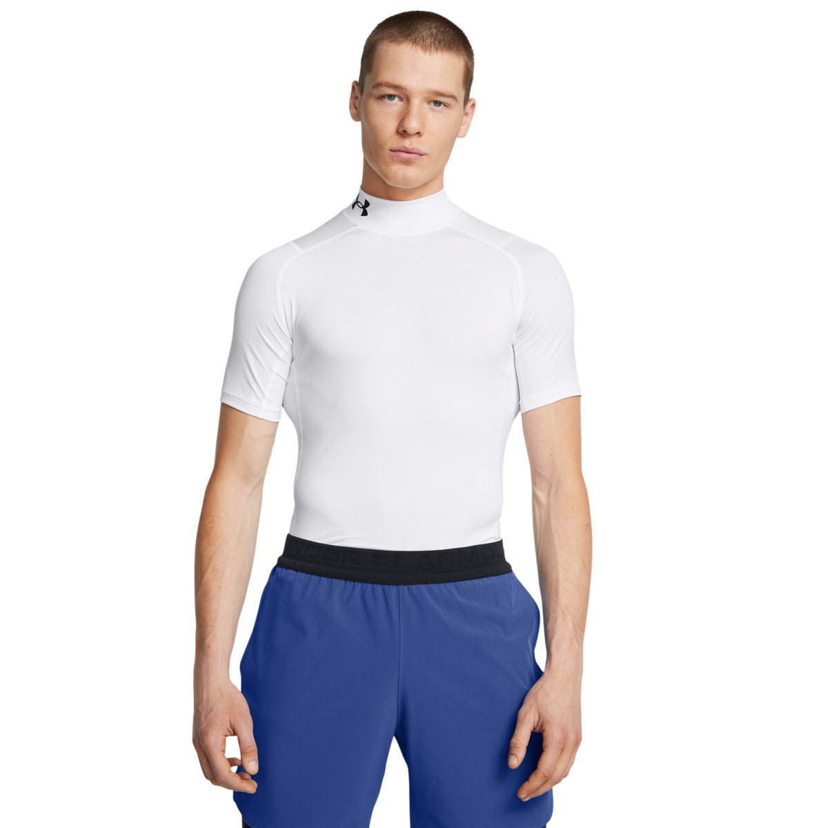 Męska koszulka treningowa Under Armour UA Hg Armour Comp Mock Ss - biała - UNDER ARMOUR