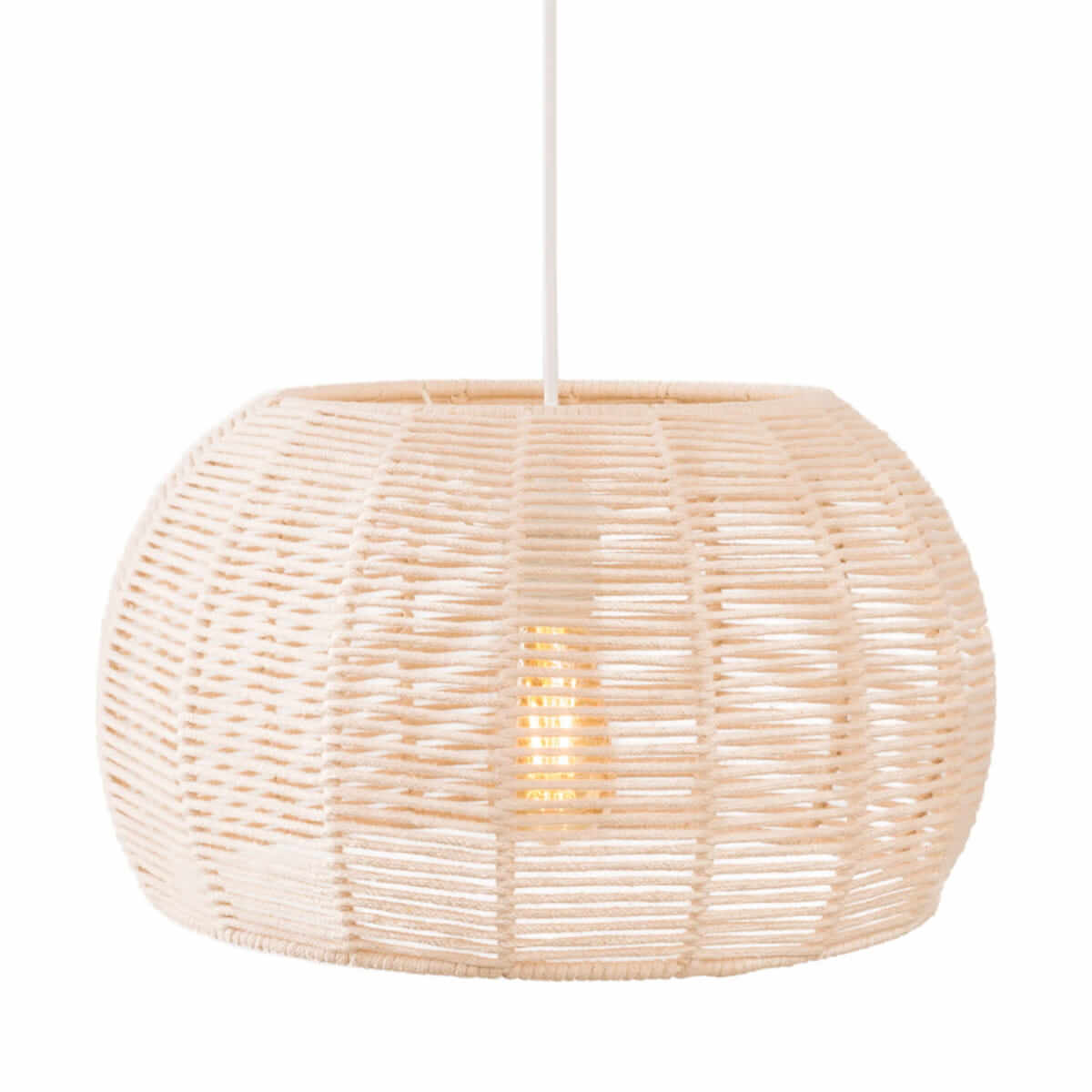 Zwisająca lampa Praslin P0583 Maxlight kosz pleciona bawełniana naturalna biała