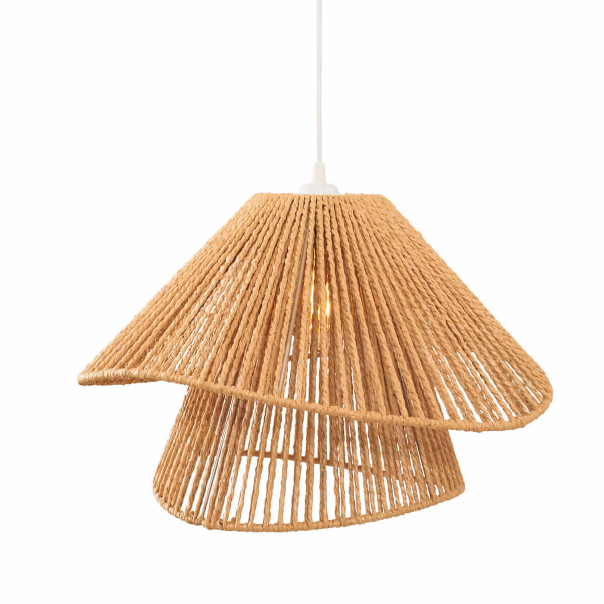 Sznurkowa lampa wisząca Amalfi P0578 Maxlight zwis pleciona do salonu beżowa