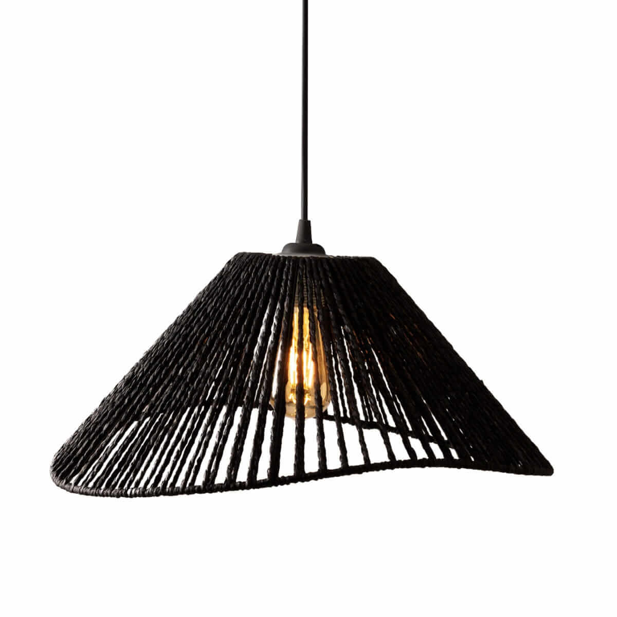 Pleciona lampa wisząca Amalfi P0579 Maxlight boho sznurek czarna