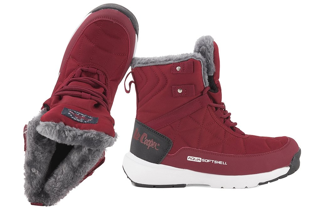 Lee Cooper Lcj-21-17-0591L Trzewiki Zimowe Trapery Ocieplane Burgund 39