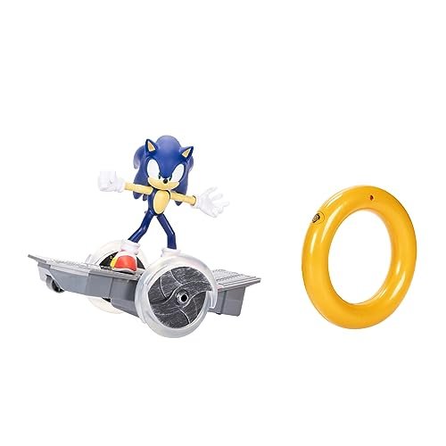 Pojazd RC Sonic the Hedgehog Speed, zawiera przegubową figurkę Sonic o średnicy 6 cali / 15 cm, deskorolkę RC i kontroler Golden Ring do wykonywania..