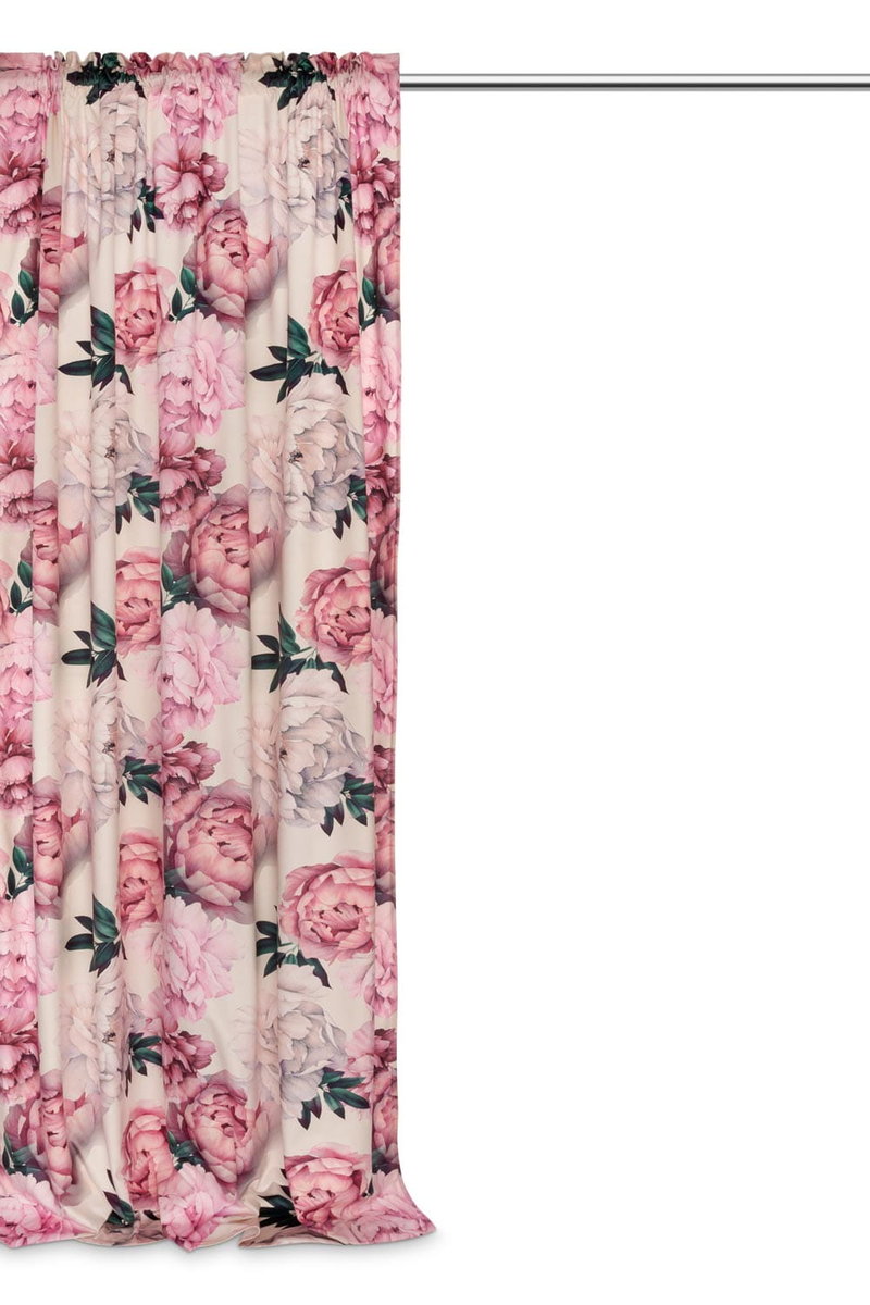 Zasłona na taśmie Peony Light 140x270 cm welurowa kwiaty peonie Spod Igły i Nitki