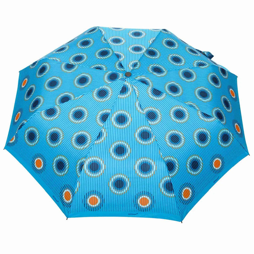 Parasolka pełny automat Carbon Steel Skórzana Rączka - Wzór: blue-holes