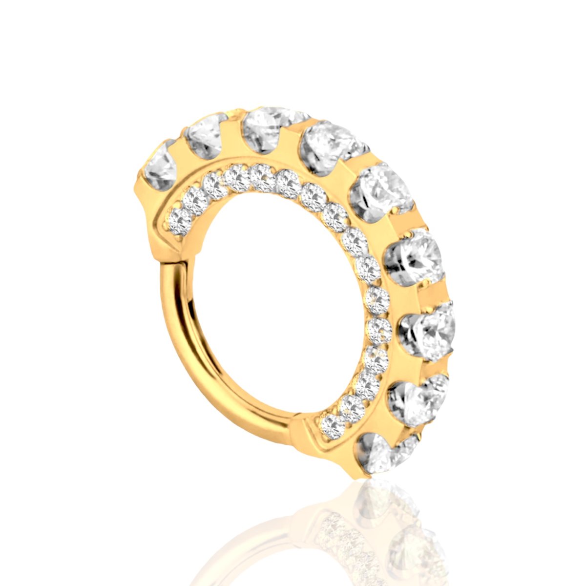 Kolczyk PIERCING Clicker Złoty z kryształkami Septum Tytanowy 1,2/8