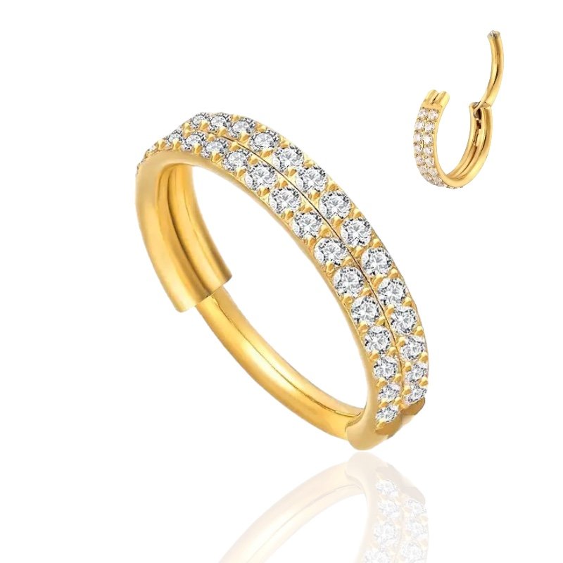 Złoty Clicker z Cyrkoniami w dwóch rzędach 1.2/8