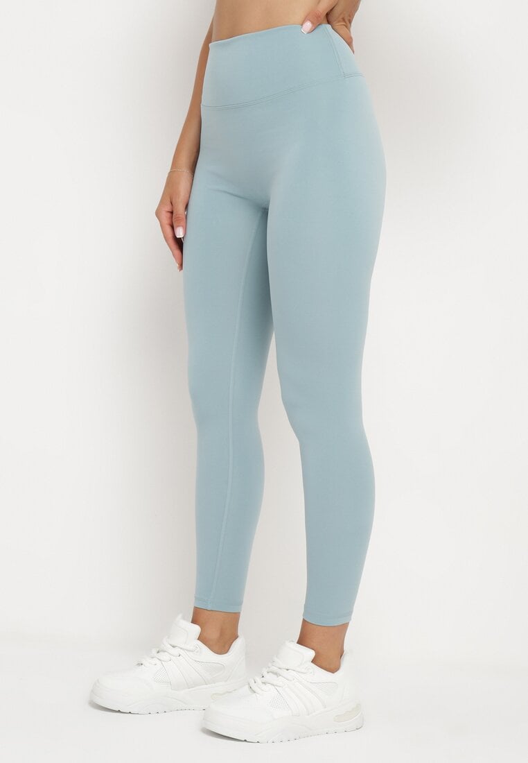 Niebieskie Legginsy z Wysokim Stanem Parefia